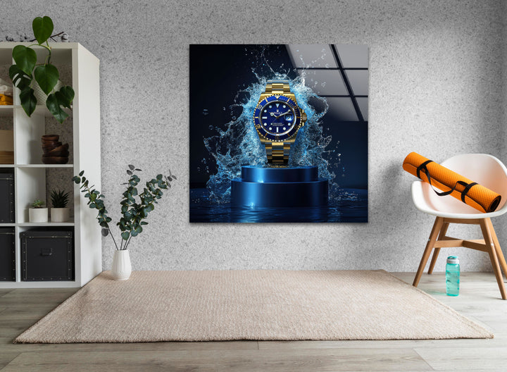 Gold Rolex Watch Glass Wall Art glass photo prints, glass picture prints
