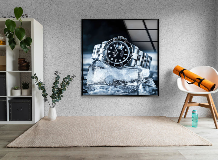Rolex Watch Ice Glass Wall Art