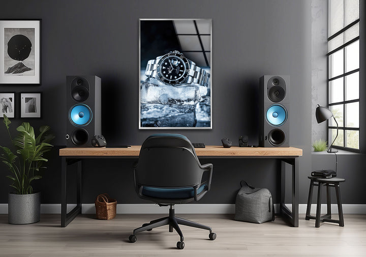 Rolex Watch Ice Glass Wall Art