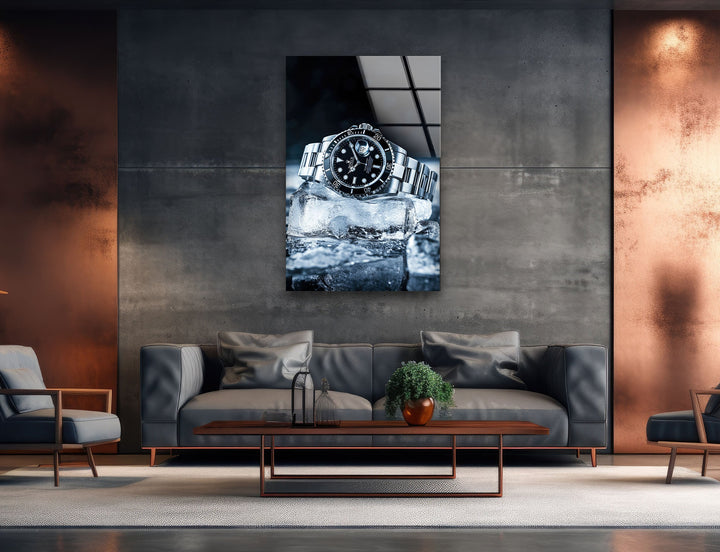Rolex Watch Ice Glass Wall Art