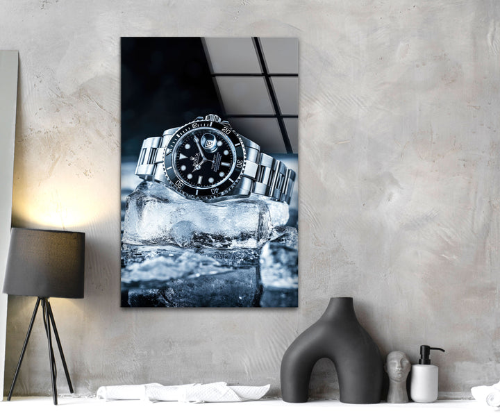 Rolex Watch Ice Glass Wall Art