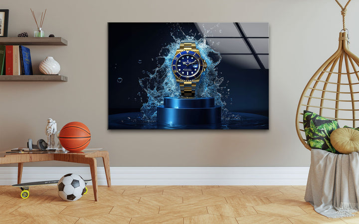 Gold Rolex Watch Glass Wall Art large glass photo prints, glass wall photos
