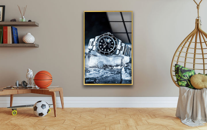 Rolex Watch Ice Glass Wall Art