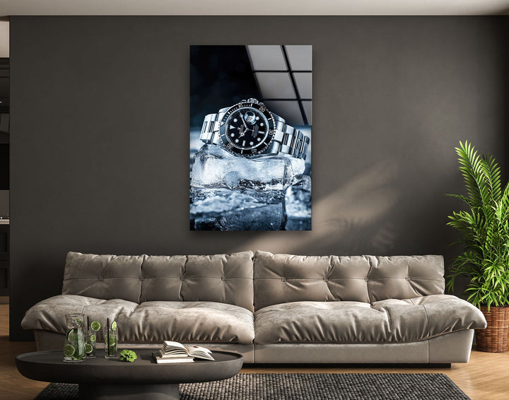 Rolex Watch Ice Glass Wall Art