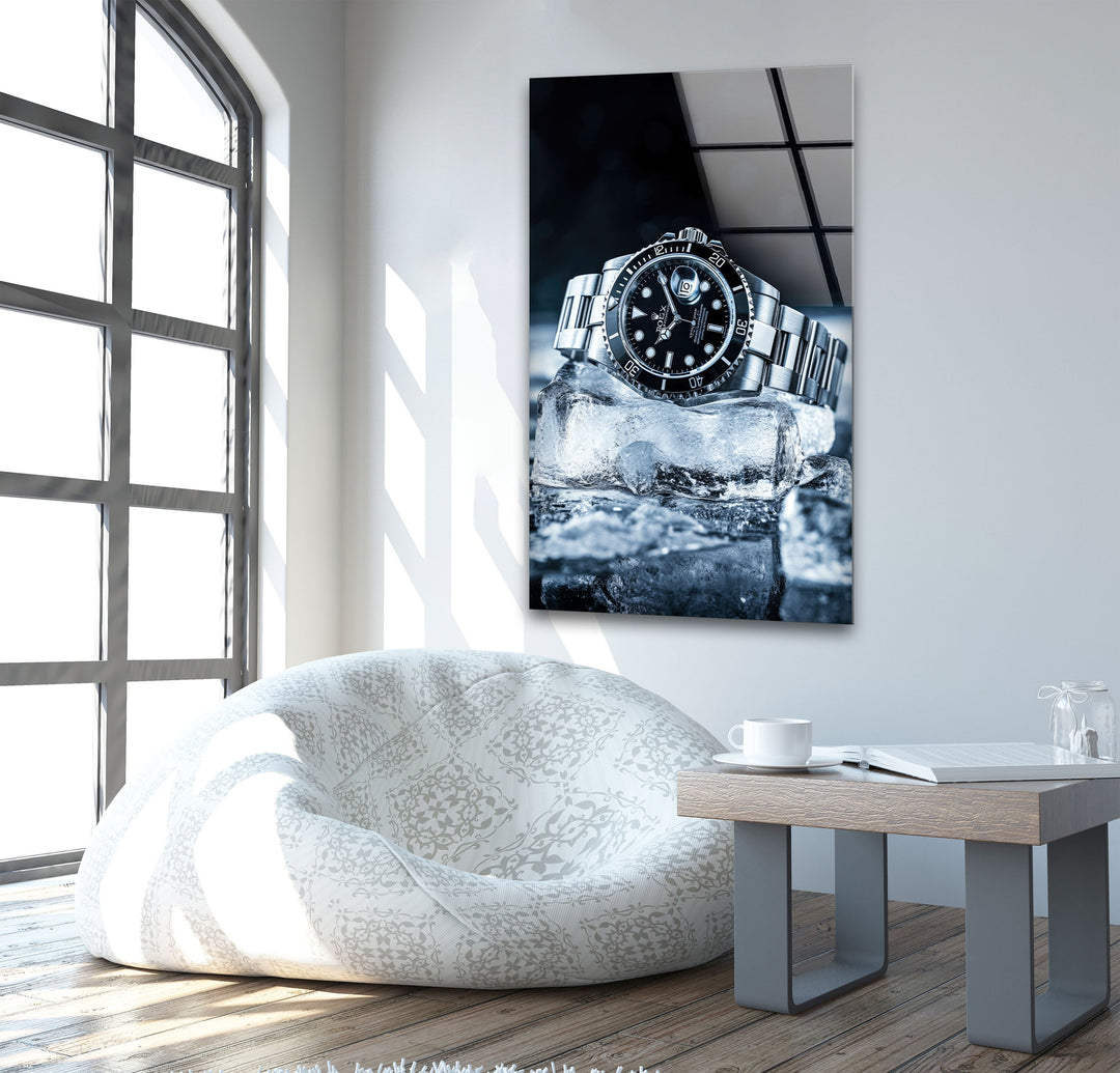 Rolex Watch Ice Glass Wall Art