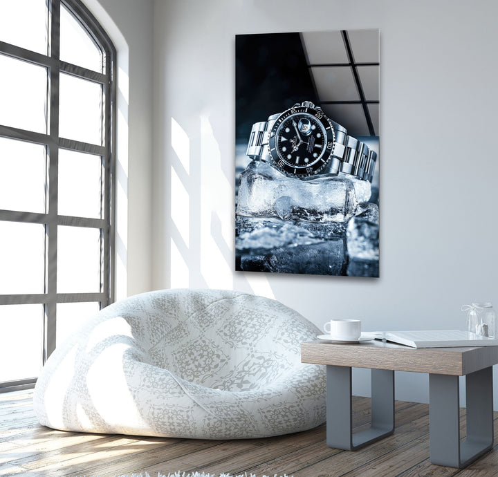 Rolex Watch Ice Glass Wall Art