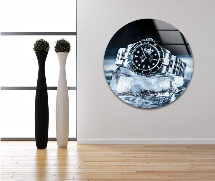 Rolex Watch Ice Glass Wall Art