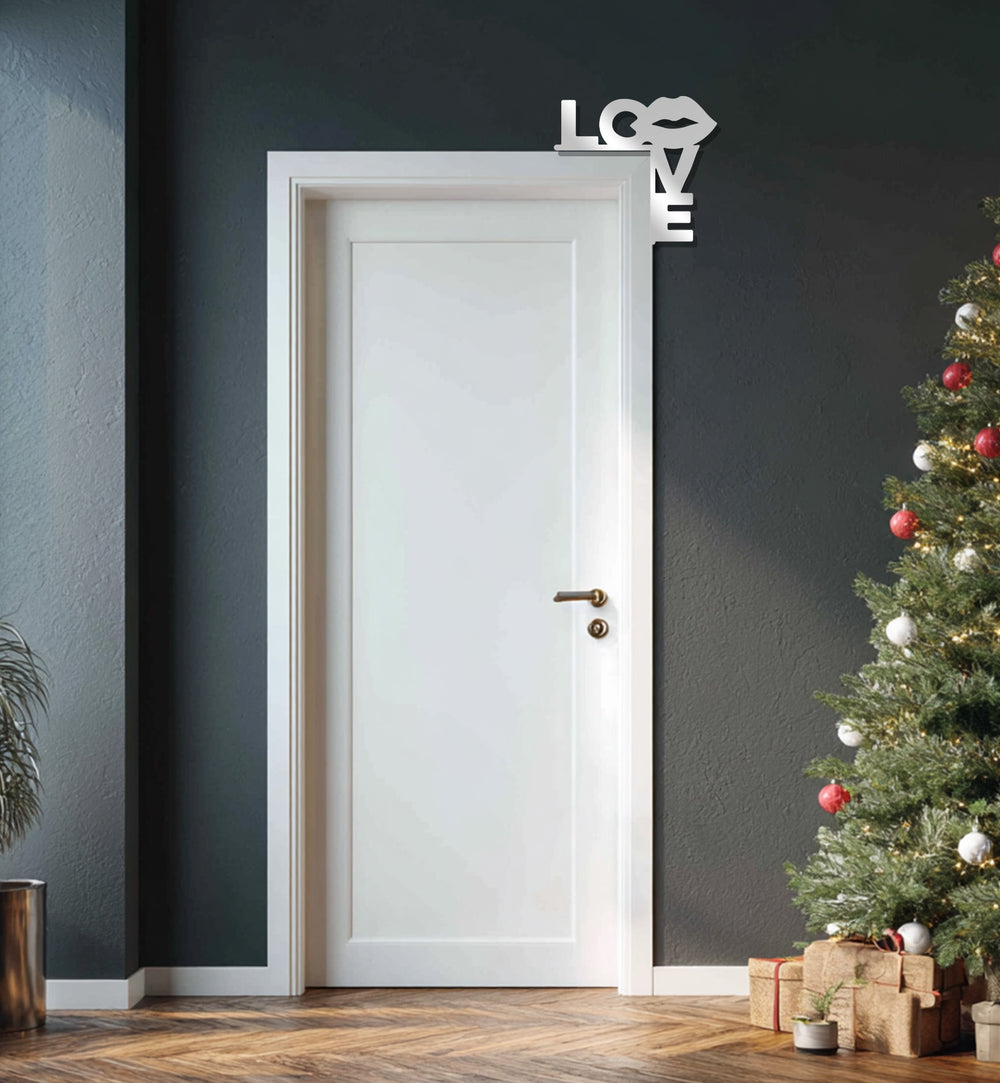 LOVE typography metal wall decoration with lips design