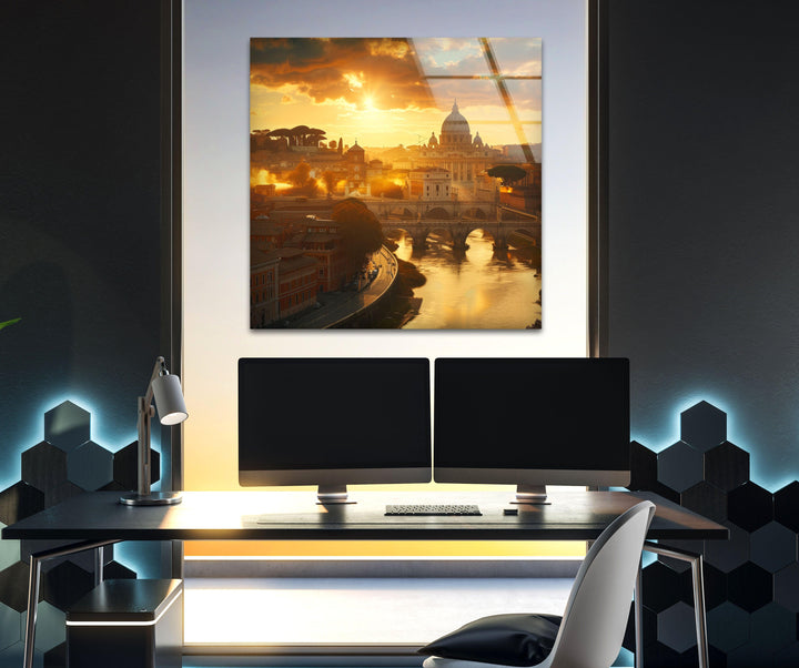 Rome View Glass Wall Art, glass image printing, glass prints from photos