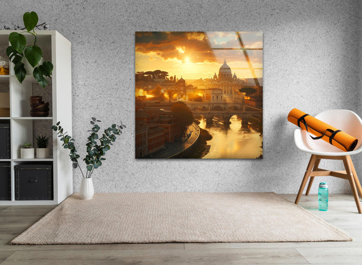 Rome View Glass Wall Art, large glass photo prints, glass wall photos
