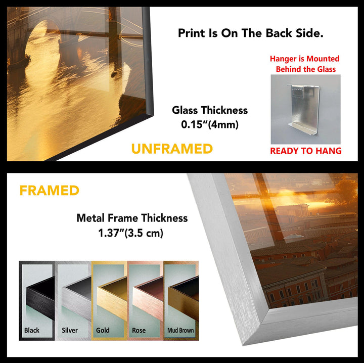 Rome View Glass Wall Art, picture on glass wall art, photos printed on glass