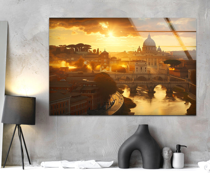 Rome View Glass Wall Art, custom glass photo prints, large glass prints