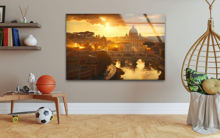 Rome View Glass Wall Art, photo print on glass, prints on glass wall art