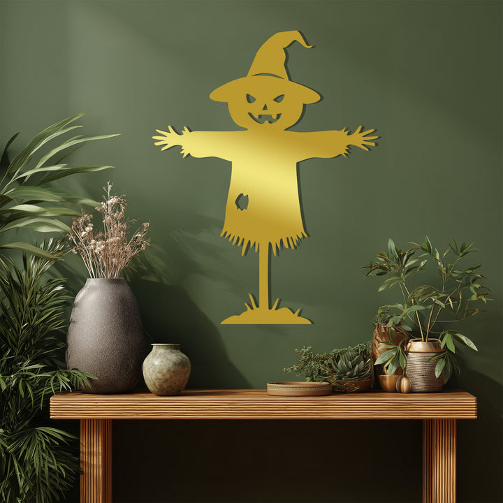 Scary scarecrow metal wall art for haunted interior themes