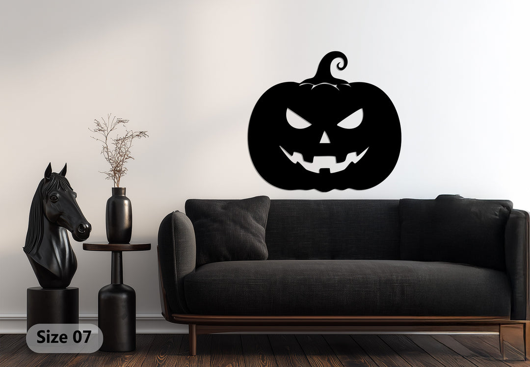 Rustic black pumpkin metal wall art for fall decoration