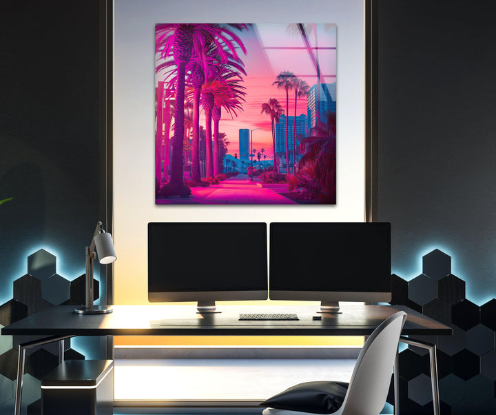 San Diego Pink Glass Wall Art custom glass pictures, glass art prints
