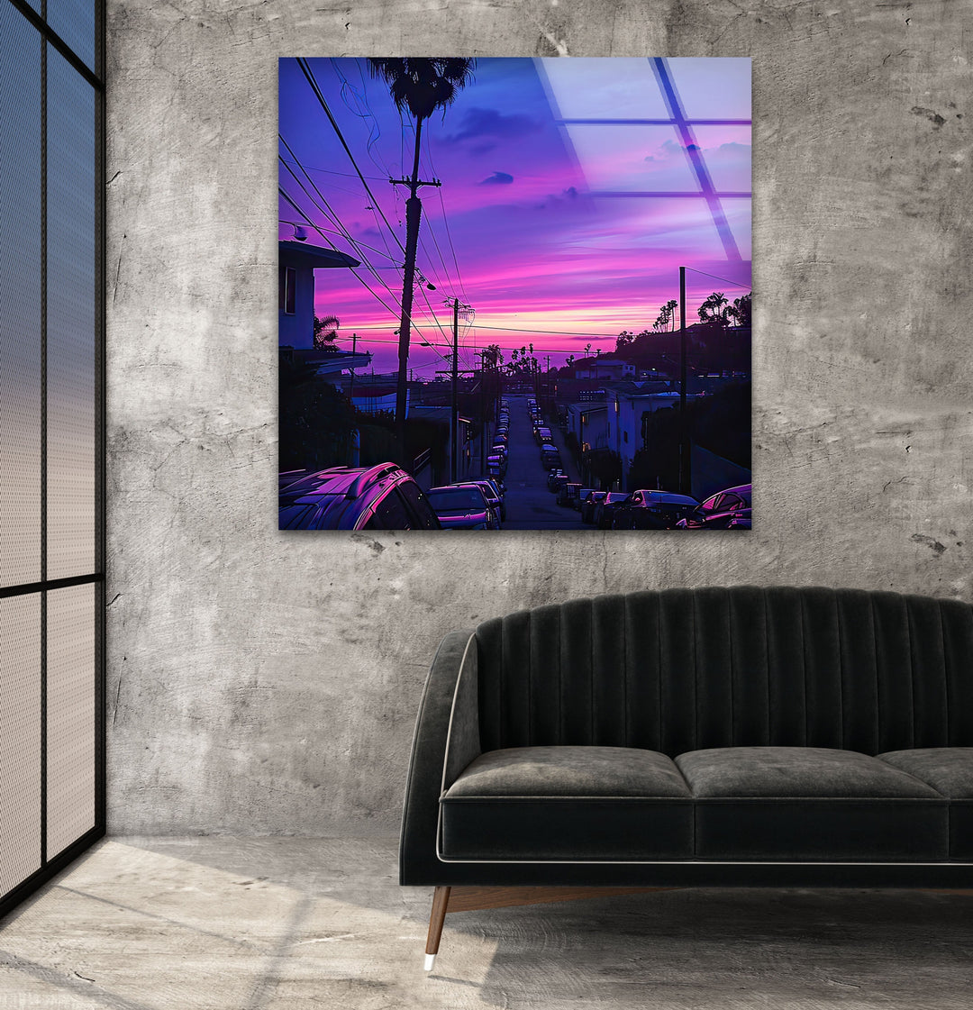 San Diego Purple Glass Wall Art print on glass, glass printed photos
