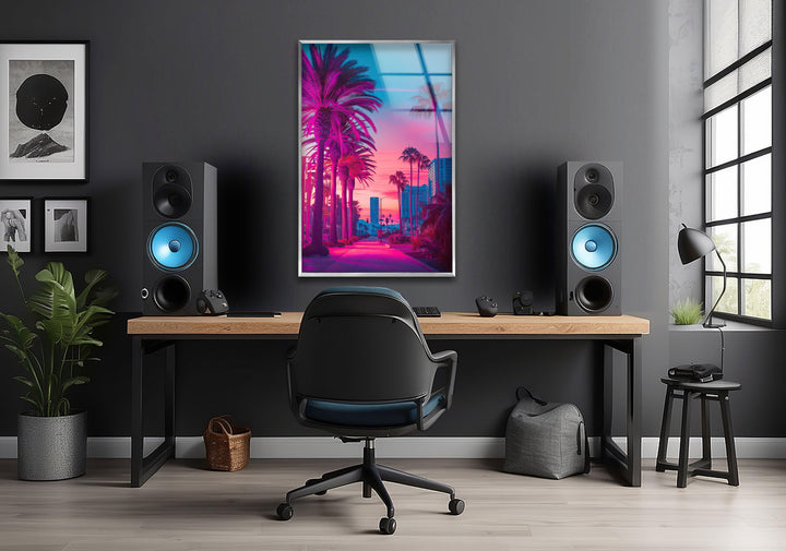 San Diego Pink Glass Wall Art photo print on glass, prints on glass wall art
