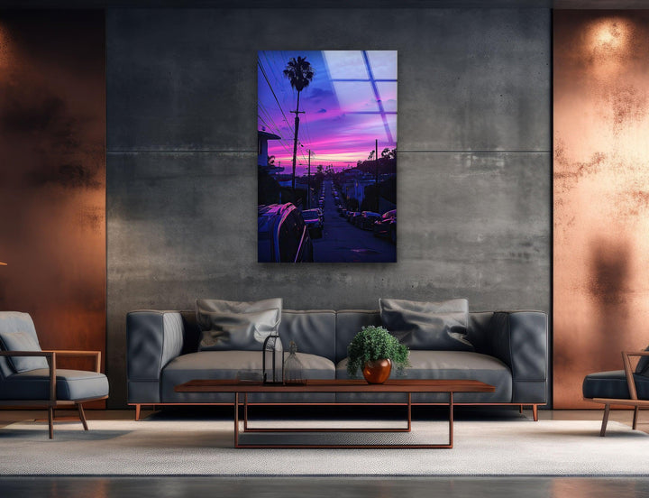 San Diego Purple Glass Wall Art glass art painting, glass art for the Wall
