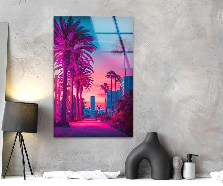 San Diego Pink Glass Wall Art custom glass photo prints, large glass prints
