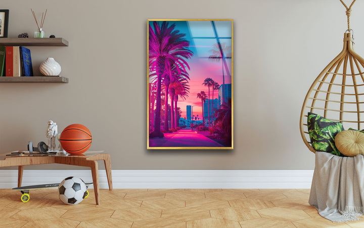 San Diego Pink Glass Wall Art picture on glass wall art, photos printed on glass
