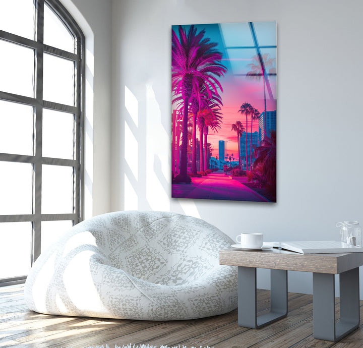 San Diego Pink Glass Wall Art print on glass, glass printed photos
