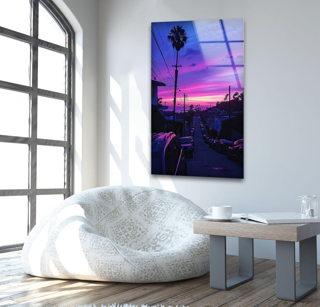 San Diego Purple Glass Wall Art custom glass photo prints, large glass prints
