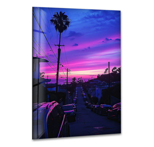 San Diego Purple Glass Wall Art photo print on glass, prints on glass wall art
