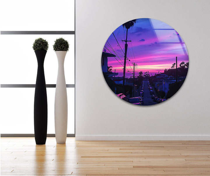 San Diego Purple Glass Wall Art picture on glass wall art, photos printed on glass
