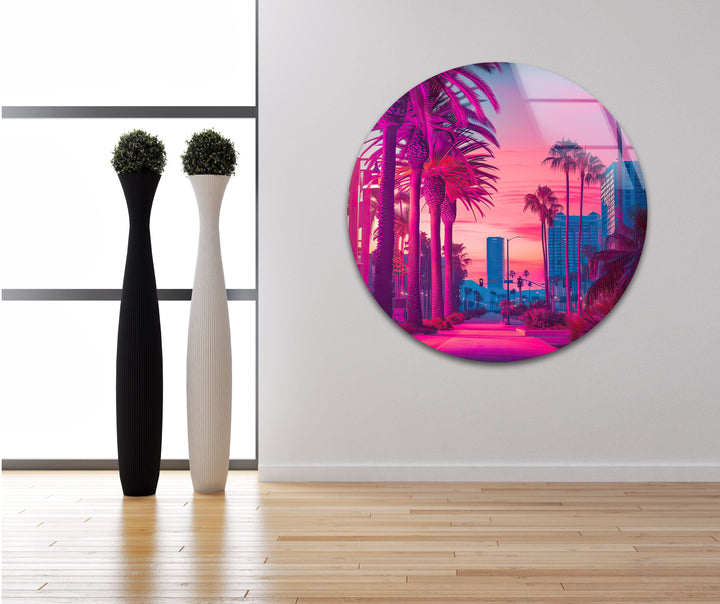 San Diego Pink Glass Wall Art print picture on glass, Tempered Glass Wall Art
