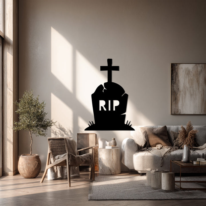 Halloween RIP metal artwork for seasonal wall décor