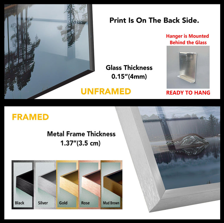 Tranquil Island Reflection Glass Wall Art – A Serene Lakeside Escape