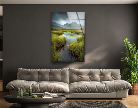 High-definition tempered glass ensures the serene highland marsh print wall art features exceptional clarity and long-lasting durability.