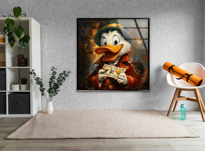 Oil Paint Scrooge McDuck Glass Wall Art glass wall decor, glass wall art decor
