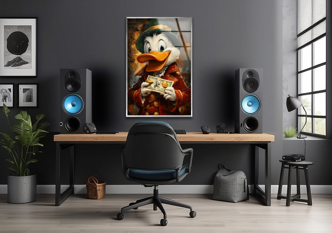 Oil Paint Scrooge McDuck Glass Wall Art glass photo prints, glass picture prints
