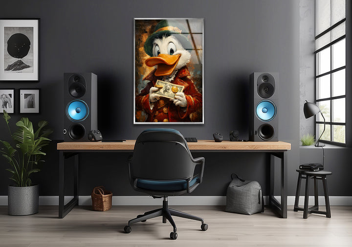 Oil Paint Scrooge McDuck Glass Wall Art glass photo prints, glass picture prints
