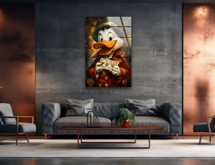 Oil Paint Scrooge McDuck Glass Wall Art stained glass wall art, stained glass wall decor
