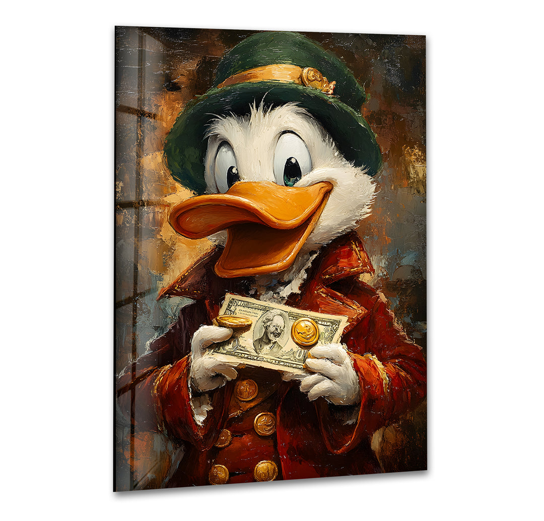 Oil Paint Scrooge McDuck Glass Wall Art large glass photo prints, glass wall photos
