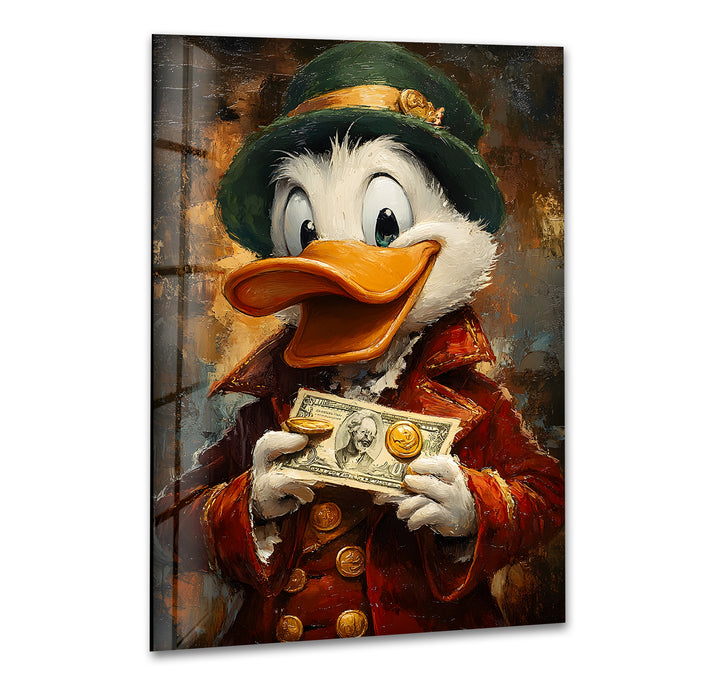 Oil Paint Scrooge McDuck Glass Wall Art large glass photo prints, glass wall photos

