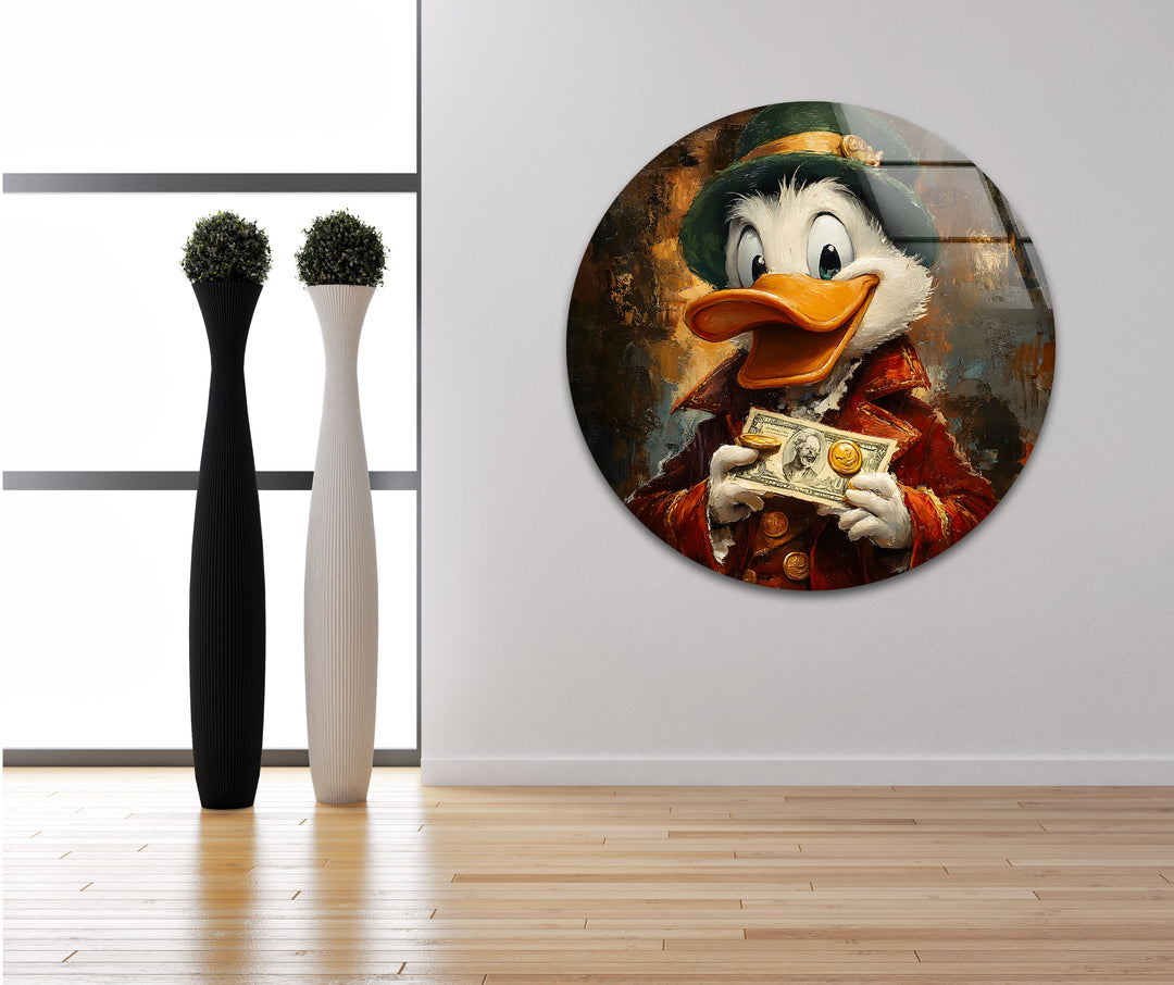 Oil Paint Scrooge McDuck Glass Wall Art print on glass, glass printed photos
