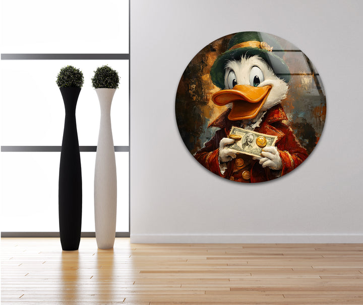 Oil Paint Scrooge McDuck Glass Wall Art print on glass, glass printed photos
