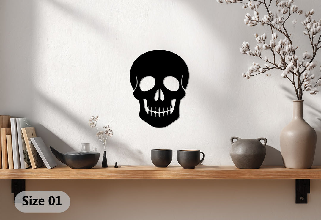 Reflective skull wall hanging Halloween metal design
