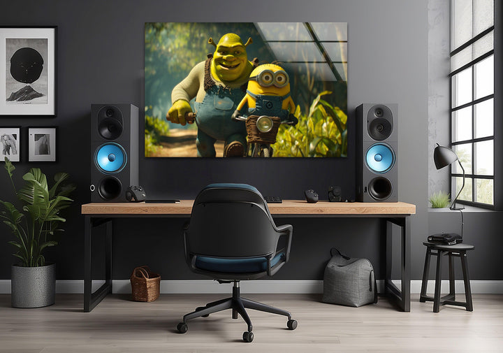 Shrek and Minion Glass Wall Art glass photo prints, glass picture prints
