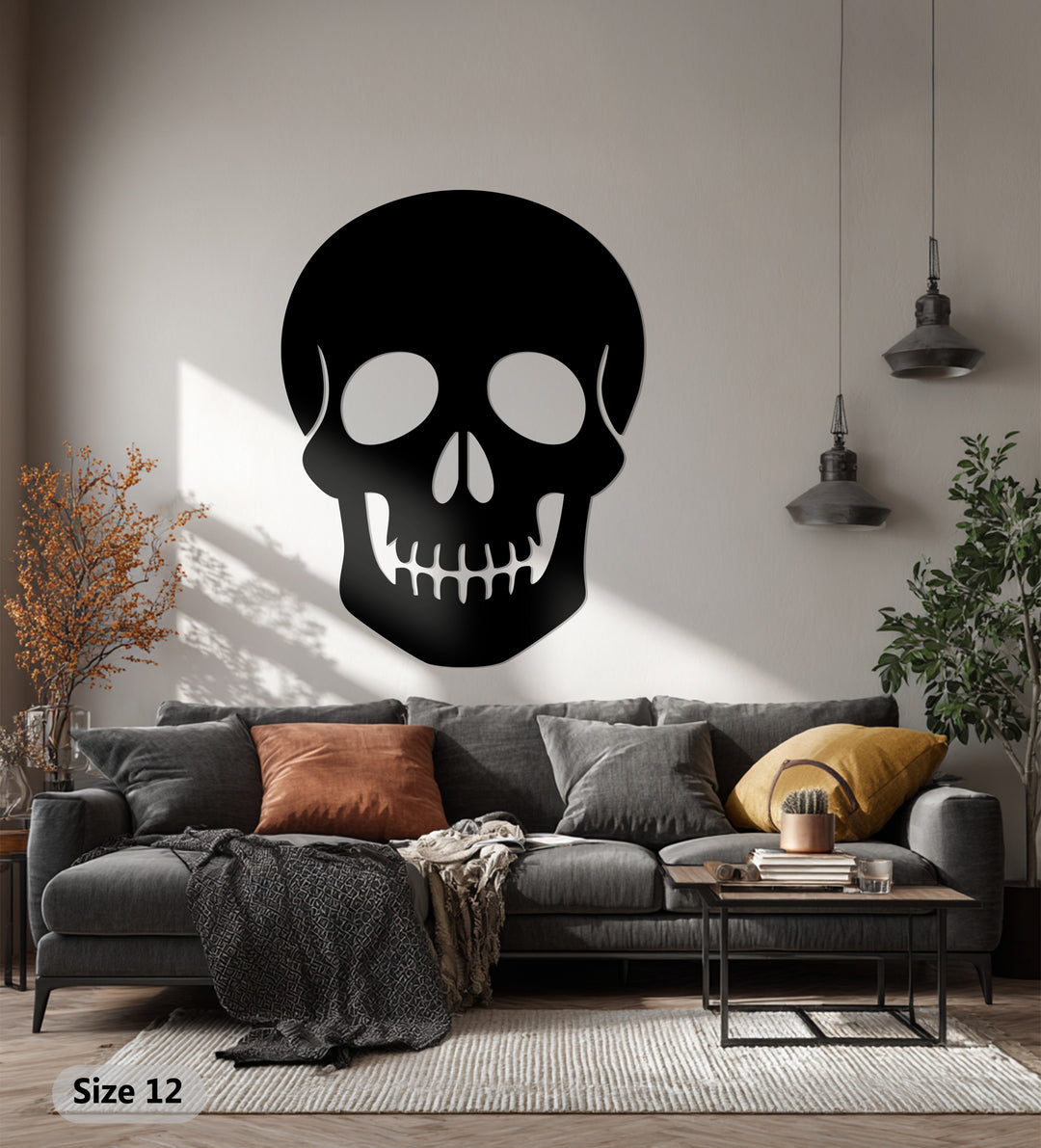 Halloween-inspired skull metal wall art for haunted homes