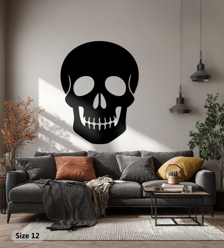 Halloween-inspired skull metal wall art for haunted homes