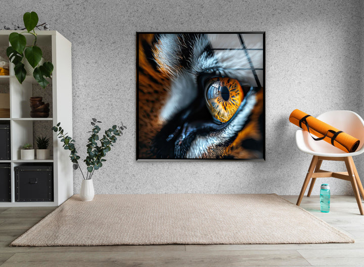 Single Tiger Eye Glass Wall Art glass image printing, glass prints from photos
