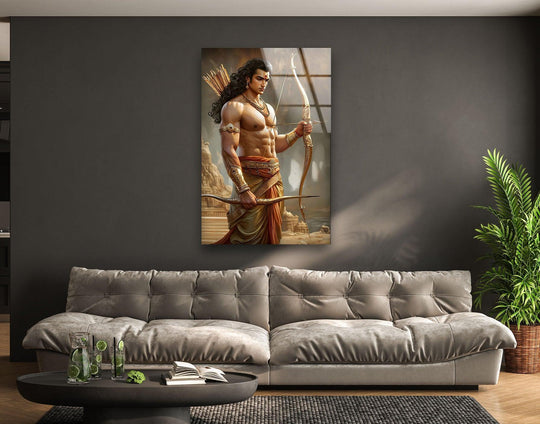 Religion glass wall art depicting Kanta Sun God and divine religious decor featuring eight K UV printing for durable art and timeless beauty