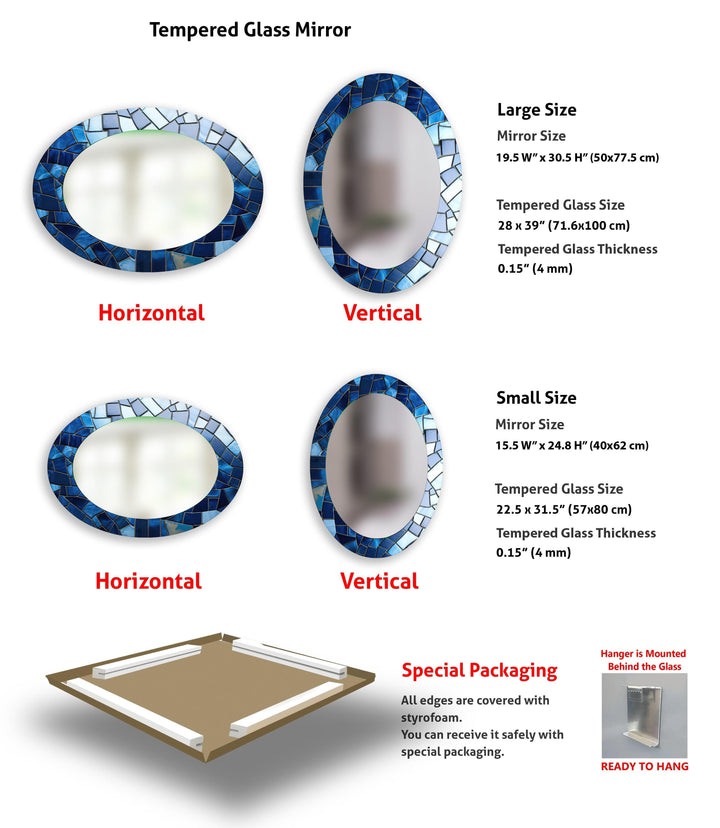 Blue Decorative Oval Wall Mirror