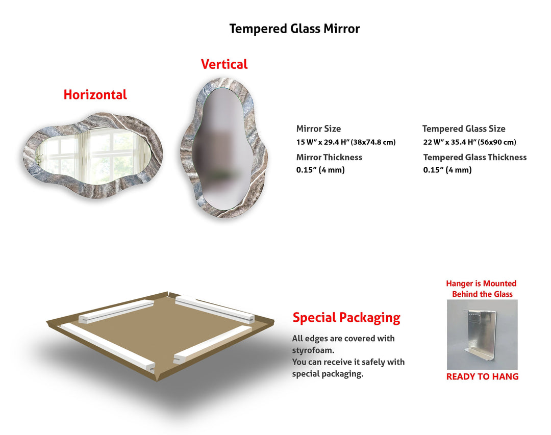 Gray And White Asymmetrical  Wall Mirror