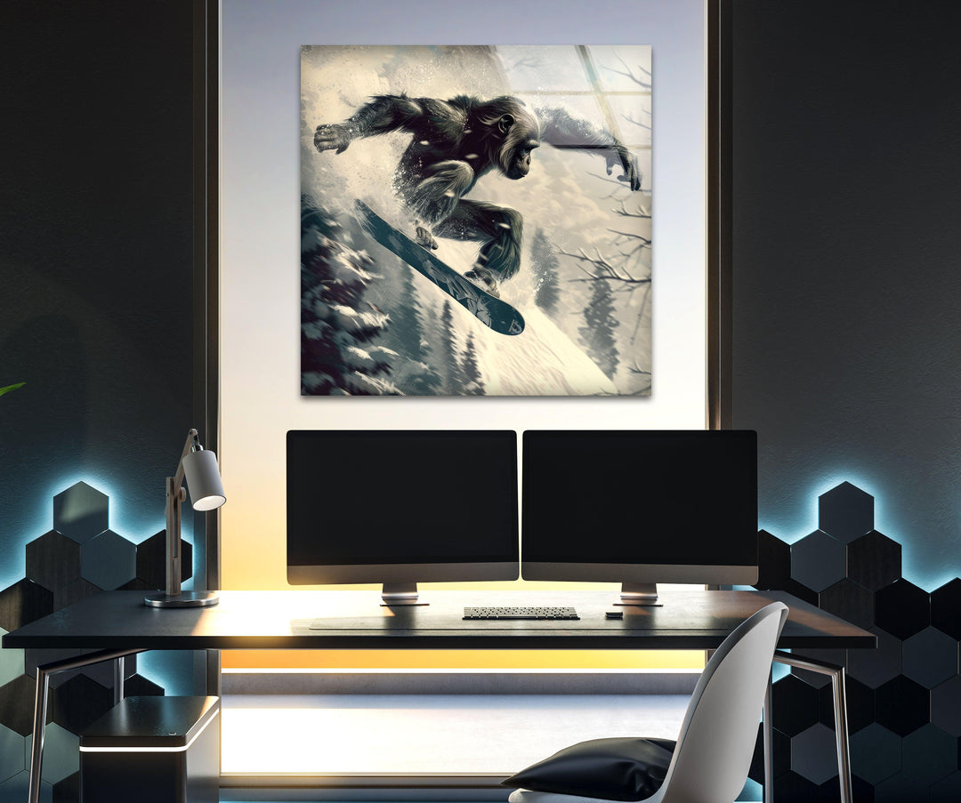 Skier Gorilla Glass Print Wall Art & Cool Artwork
